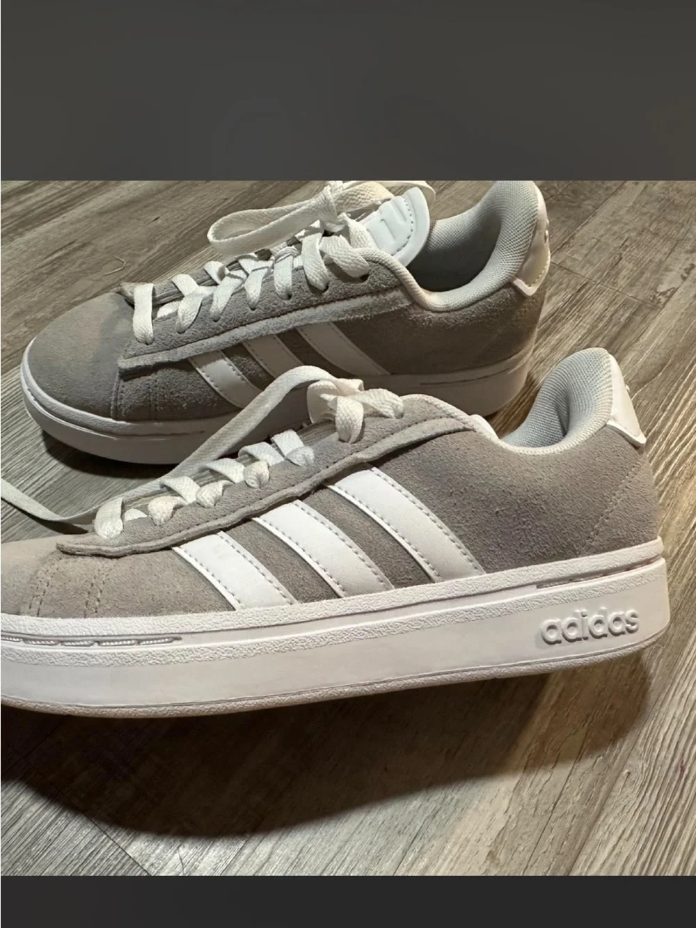 adidas unisex Gray and White Suede Sneaker